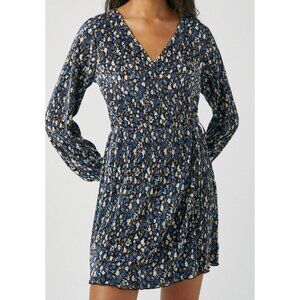 2/$30 NWOT ASOS Floral Plissé Wrap Mini Dress Blue Small